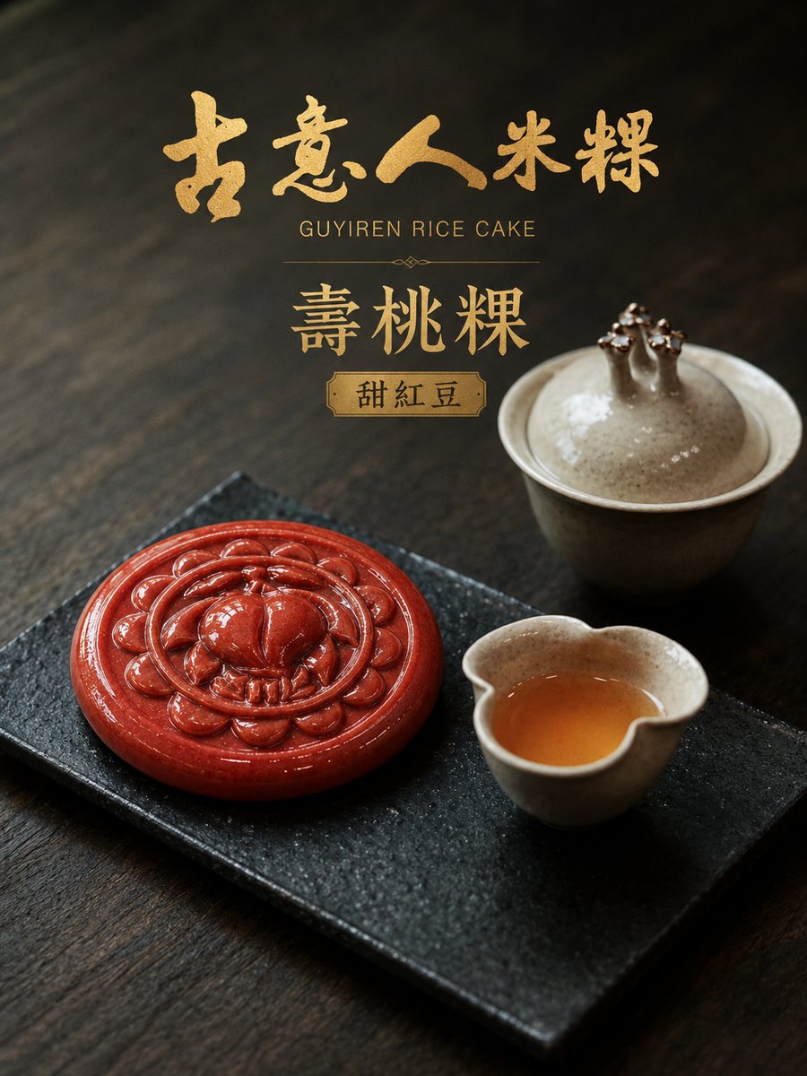 壽桃粿｜甜紅豆 - 古意人米粿