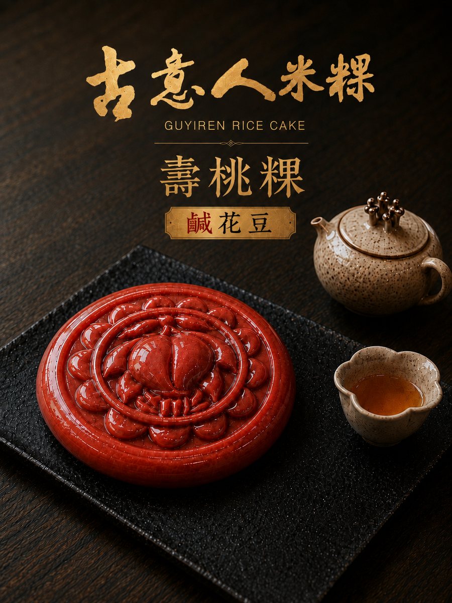 壽桃粿｜鹹花豆 - 古意人米粿